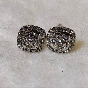 Art Deco Silver Crystal Stud Earrings